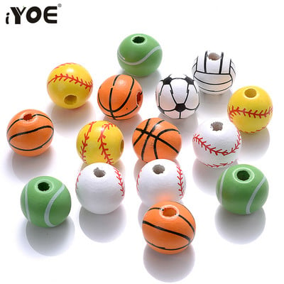 iYOE 10/20/30pcs 16Mm Mix Round Ball Beads Beads Basketball Tennis Beads DIY Making Sport Jewelry Bracelet Supplies