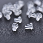 200 бр./Партида M Тапа за пробиване на уши с форма на куршум Прозрачни силиконови меки запушалки с гайки Капачки за аксесоари за правене на бижута „направи си сам“