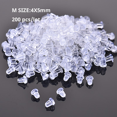 200 бр./Партида M Тапа за пробиване на уши с форма на куршум Прозрачни силиконови меки запушалки с гайки Капачки за аксесоари за правене на бижута „направи си сам“