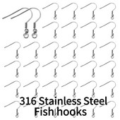 50 tk 316 Kirurgilised roostevabast terasest kõrvarõngaklambrid kalakonksu rippuv DIY kõrvarõnga aluse leiud ehete valmistamise tarvikute jaoks