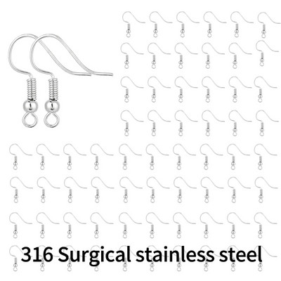 50 tk 316 Kirurgilised roostevabast terasest kõrvarõngaklambrid kalakonksu rippuv DIY kõrvarõnga aluse leiud ehete valmistamise tarvikute jaoks