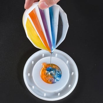 Κύπελλα σιλικόνης Split Bo Paints Pouring Acrylic Paint Pour Cup 5 Channel Dividers DIY Epoxy Resin Tools for Jewelry Making Craft