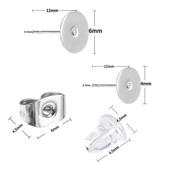 450 бр./Партида Стойки за обеци от неръждаема стомана с гърбове за обеци Празна плоска подложка Игла за обеци Силиконови шипове Комплект за изработка на бижута Направи си сам