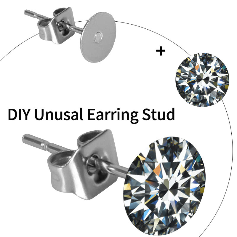 450Pcs/Παρτίδα Σκουλαρίκια από ανοξείδωτο ατσάλι με πλάτες σκουλαρικιών Κενό επίπεδο μαξιλαράκι σκουλαρίκι βελόνα Καρφιά σιλικόνης Κιτ κοσμημάτων DIY