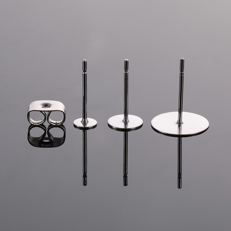 450Pcs/Παρτίδα Σκουλαρίκια από ανοξείδωτο ατσάλι με πλάτες σκουλαρικιών Κενό επίπεδο μαξιλαράκι σκουλαρίκι βελόνα Καρφιά σιλικόνης Κιτ κοσμημάτων DIY