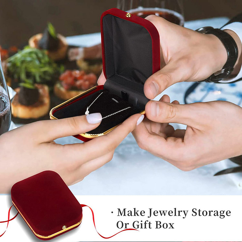 Модна кадифена кутия за пръстени, колие, висулка, бижута, подарък, кутия, кутия за обеци за сватба, рожден ден, коледна витрина за бижута