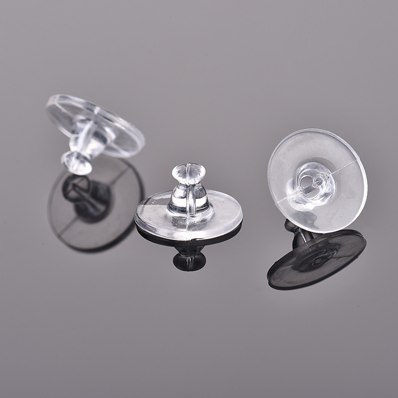 200 db/tétel 6X10mm UFO formájú fülbevaló hátoldalak átlátszó szilikon puha gumi dugók véggyöngyök barkácsolás ékszerkészítéshez kiegészítők