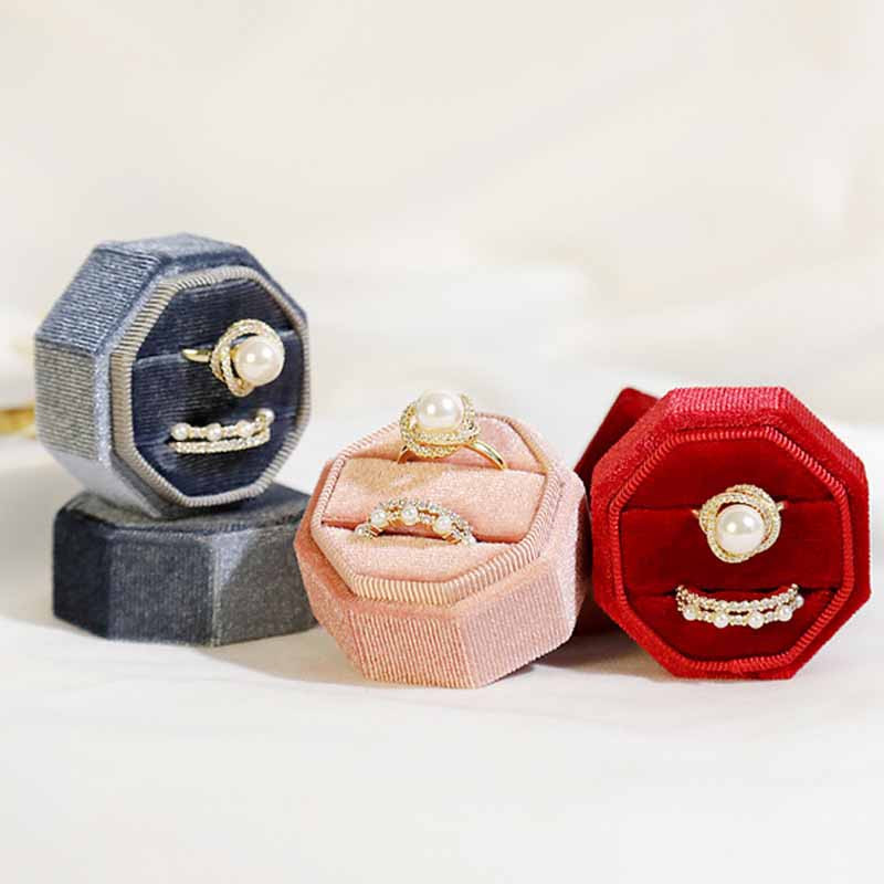 1 бр. Многоцветна нова овална кутия за бижута от рипсено кадифе Горещо продаван пръстен/двоен пръстен 5,5x4,2x4,3 см кутия за бижута за сватба