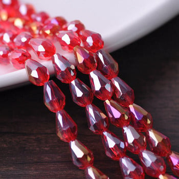 Teardrop Pear Shape Faceted AB Plated Crystal Glass 5x3 7x5 12x8mm 15x10mm 18x12mm Loose Crafts Beads for Jewelry Making DIY