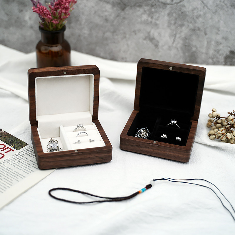 Putna retro drvena kutija Drvena kutija za pakiranje nakita Vjenčani prsten Ogrlica Narukvica Organizator Žene Muškarci Izložbena kutija Poklon za par