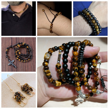 45 Kind Tiger Eye Stone Bead Естествен жълт кабошон Кръгли фасетирани квадратни свободни мъниста Подходящи за модна изработка на бижута Ръчно изработени доставки