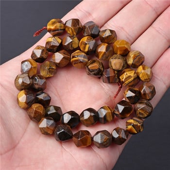 45 Kind Tiger Eye Stone Bead Естествен жълт кабошон Кръгли фасетирани квадратни свободни мъниста Подходящи за модна изработка на бижута Ръчно изработени доставки