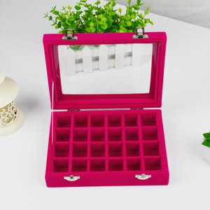 Βελούδινο Γυάλινο Κουτί Οθόνης Κοσμημάτων 20*15*4,5 εκ. Θήκη για Δίσκο κοσμημάτων Casket Storage Organizer 2017 Σκουλαρίκια Δαχτυλίδι