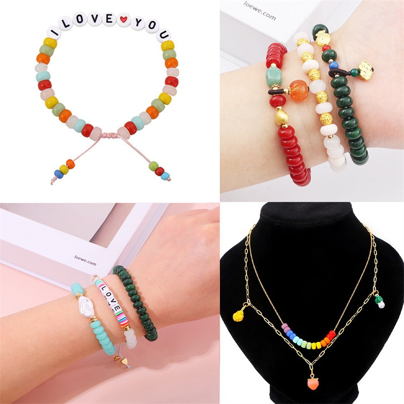 5x8 mm staklena perla ovalnog oblika, šarena razmaknica, visokokvalitetna ogrlica za izradu nakita „uradi sam“