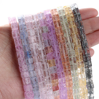 Τετράγωνες χάντρες από φυσική πέτρα Crack Crystals Gem Loose Spacer Cube Beads for Jewelry Making DIY Βραχιόλι Αξεσουάρ κολιέ 6mm