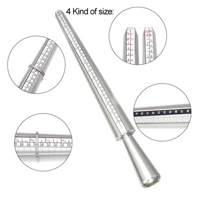 1 vnt metalo profesionalūs juvelyrikos įrankiai įtvaro lazdelės piršto matuoklio žiedo dydžio matavimo JK / JAV dydis, skirtas „pasidaryk pats“ papuošalų dydžio įrankiui