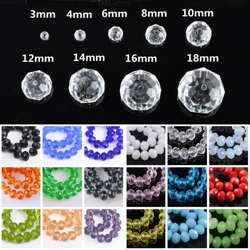 Egyszínű 3x2mm 4x3mm 6x4mm 8x6mm 10x7mm 12x8mm Rondelle csiszolt cseh kristályüveg laza távtartó gyöngyök ékszerkészítéshez barkácsolás