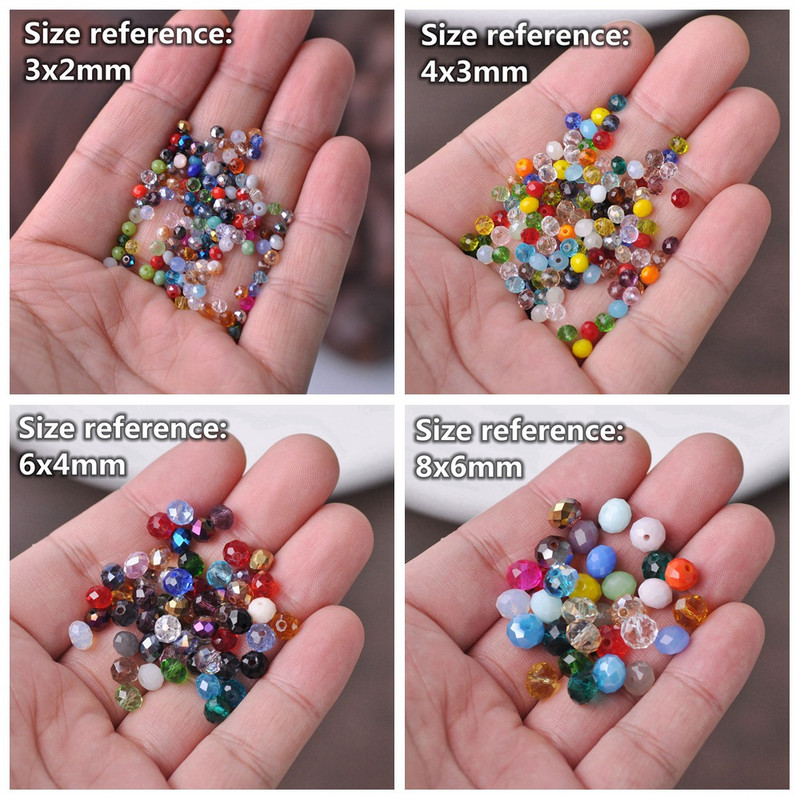 Egyszínű 3x2mm 4x3mm 6x4mm 8x6mm 10x7mm 12x8mm Rondelle csiszolt cseh kristályüveg laza távtartó gyöngyök ékszerkészítéshez barkácsolás