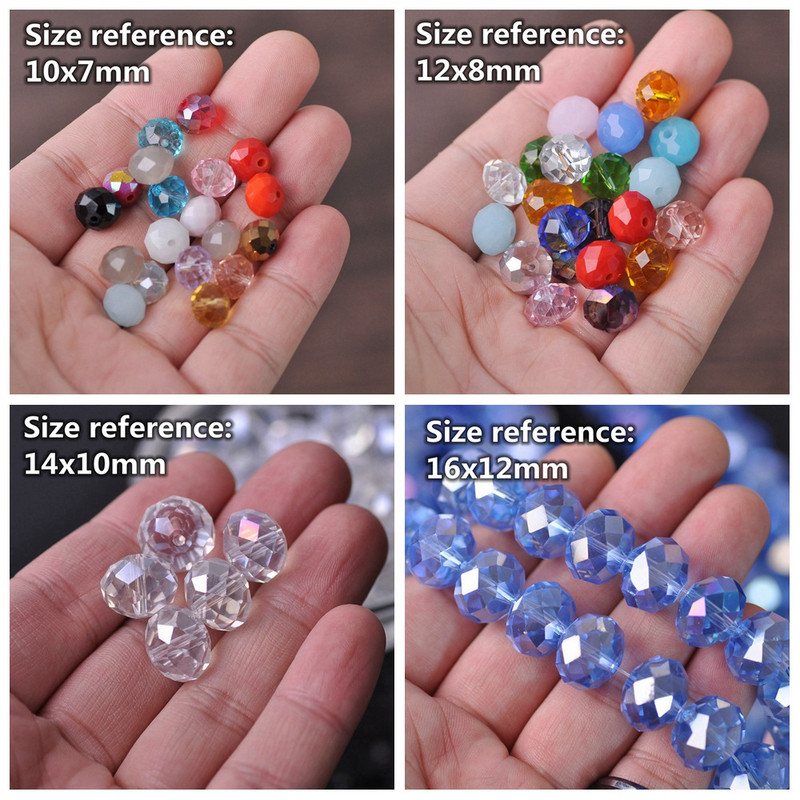 Egyszínű 3x2mm 4x3mm 6x4mm 8x6mm 10x7mm 12x8mm Rondelle csiszolt cseh kristályüveg laza távtartó gyöngyök ékszerkészítéshez barkácsolás