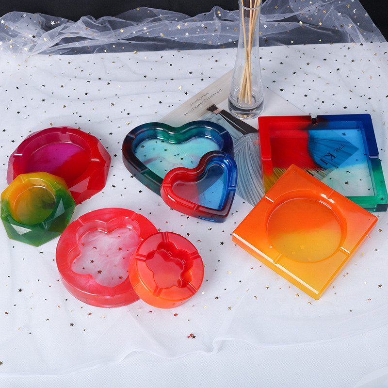 DIY epoksü-tuhatoos vaiguvorm vahtralehe ümmargune ruudukujuline südamekonteiner tuhatoos Valatavad silikoonvormid vaigu kodukaunistamiseks