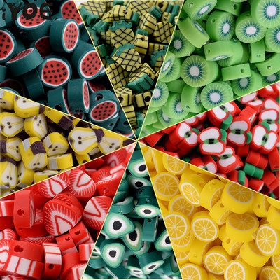 iYOE 30/50/100 kom Mix voćne glinene perle od polimerske gline limun grožđe jabuka jagoda razmaknice perle za izradu narukvice ogrlice