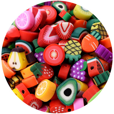 iYOE 30/50/100 kom Mix voćne glinene perle od polimerske gline limun grožđe jabuka jagoda razmaknice perle za izradu narukvice ogrlice