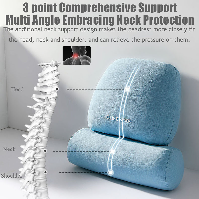Μαξιλάρι λαιμού αυτοκινήτου Ρυθμιζόμενο προσκέφαλο με αφρό μνήμης Αυτόματο προσκέφαλο Μαξιλάρι ταξιδιού από καθαρό βαμβακερό ύφασμα οσφυϊκή στήριξη Μαξιλάρι καθίσματος