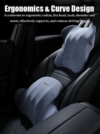 Memory Foam Προσκέφαλο αυτοκινήτου Μαξιλάρι λαιμού Αναπνεύσιμο Μαξιλάρι μέσης Κάθισμα αυτοκινήτου Πλάτη Μαξιλάρι οσφυϊκής υποστήριξης Ανακουφίστε την πίεση του σώματος