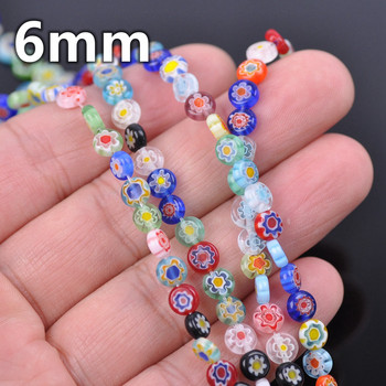 Смесени плоски кръгли 6 мм 8 мм 10 мм 12 мм шарки на цветя Millefiori Glass Loose Crafts Beads lot за Направи си сам изработка на бижута