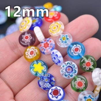 Смесени плоски кръгли 6 мм 8 мм 10 мм 12 мм шарки на цветя Millefiori Glass Loose Crafts Beads lot за Направи си сам изработка на бижута