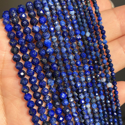 2 3 4 mm briaunoti Lapis Lazuli brangakmenių karoliukai natūralaus palaido akmens karoliukai papuošalams gaminti „pasidaryk pats“ apyrankės auskarai, priedai 15 colių