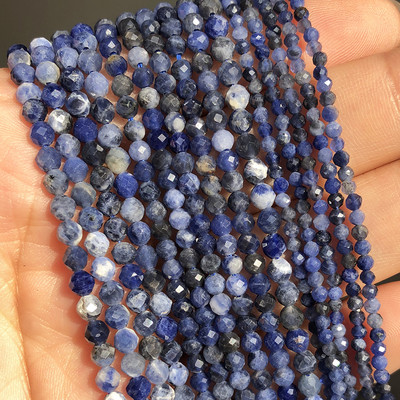 2 3 4mm margele fațetate din Lapis Lazuli Mărgele din piatră naturală liberă pentru realizarea de bijuterii, bricolaj, brățări, cercei, accesorii, 15 inchi