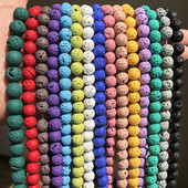 Χάντρες από φυσική πέτρα Μαύρη λάβα από αιματίτη Στρογγυλές χάντρες για την κατασκευή κοσμημάτων Χάντρες ηφαιστειακής πέτρας DIY Βραχιόλι 15''4 6 8 10mm