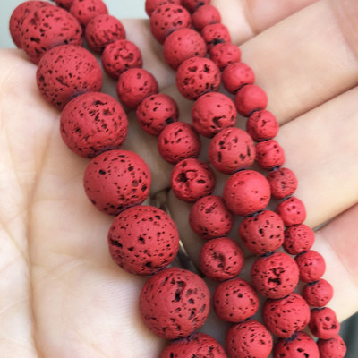 Χάντρες από φυσική πέτρα Μαύρη λάβα από αιματίτη Στρογγυλές χάντρες για την κατασκευή κοσμημάτων Χάντρες ηφαιστειακής πέτρας DIY Βραχιόλι 15''4 6 8 10mm