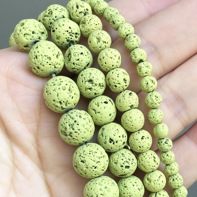 Χάντρες από φυσική πέτρα Μαύρη λάβα από αιματίτη Στρογγυλές χάντρες για την κατασκευή κοσμημάτων Χάντρες ηφαιστειακής πέτρας DIY Βραχιόλι 15''4 6 8 10mm