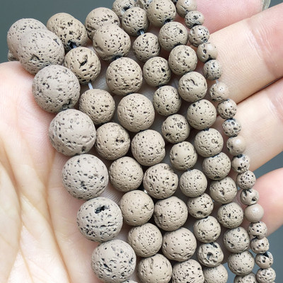 Χάντρες από φυσική πέτρα Μαύρη λάβα από αιματίτη Στρογγυλές χάντρες για την κατασκευή κοσμημάτων Χάντρες ηφαιστειακής πέτρας DIY Βραχιόλι 15''4 6 8 10mm