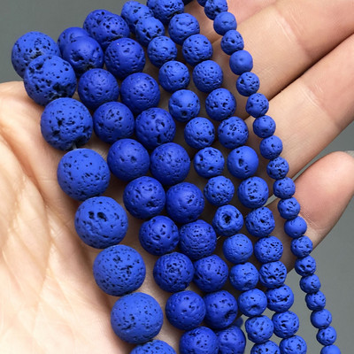 Χάντρες από φυσική πέτρα Μαύρη λάβα από αιματίτη Στρογγυλές χάντρες για την κατασκευή κοσμημάτων Χάντρες ηφαιστειακής πέτρας DIY Βραχιόλι 15''4 6 8 10mm