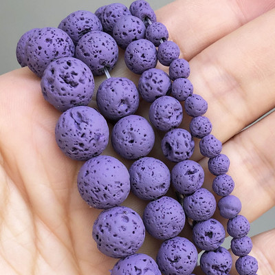 Χάντρες από φυσική πέτρα Μαύρη λάβα από αιματίτη Στρογγυλές χάντρες για την κατασκευή κοσμημάτων Χάντρες ηφαιστειακής πέτρας DIY Βραχιόλι 15''4 6 8 10mm