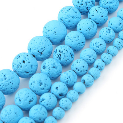 Χάντρες από φυσική πέτρα Μαύρη λάβα από αιματίτη Στρογγυλές χάντρες για την κατασκευή κοσμημάτων Χάντρες ηφαιστειακής πέτρας DIY Βραχιόλι 15''4 6 8 10mm