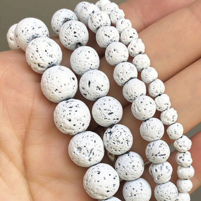 Χάντρες από φυσική πέτρα Μαύρη λάβα από αιματίτη Στρογγυλές χάντρες για την κατασκευή κοσμημάτων Χάντρες ηφαιστειακής πέτρας DIY Βραχιόλι 15''4 6 8 10mm