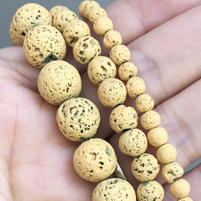 Χάντρες από φυσική πέτρα Μαύρη λάβα από αιματίτη Στρογγυλές χάντρες για την κατασκευή κοσμημάτων Χάντρες ηφαιστειακής πέτρας DIY Βραχιόλι 15''4 6 8 10mm