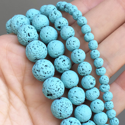 Χάντρες από φυσική πέτρα Μαύρη λάβα από αιματίτη Στρογγυλές χάντρες για την κατασκευή κοσμημάτων Χάντρες ηφαιστειακής πέτρας DIY Βραχιόλι 15''4 6 8 10mm