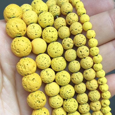 Χάντρες από φυσική πέτρα Μαύρη λάβα από αιματίτη Στρογγυλές χάντρες για την κατασκευή κοσμημάτων Χάντρες ηφαιστειακής πέτρας DIY Βραχιόλι 15''4 6 8 10mm