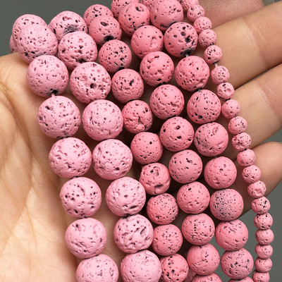 Χάντρες από φυσική πέτρα Μαύρη λάβα από αιματίτη Στρογγυλές χάντρες για την κατασκευή κοσμημάτων Χάντρες ηφαιστειακής πέτρας DIY Βραχιόλι 15''4 6 8 10mm