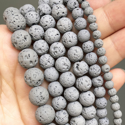 Χάντρες από φυσική πέτρα Μαύρη λάβα από αιματίτη Στρογγυλές χάντρες για την κατασκευή κοσμημάτων Χάντρες ηφαιστειακής πέτρας DIY Βραχιόλι 15''4 6 8 10mm