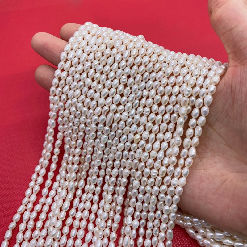 Looduslikud mageveepärlihelmed 2-13 mm riisikujulised läbi auguga pärlite võlu ehted valmistamise meisterdamine kaelakee käevõru tarvikud 36 cm