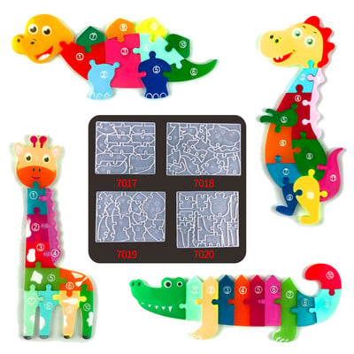 DIY dinoszaurusz zsiráf kirakós játék Krokodil ragasztóforma dinoszaurusz gyerekeknek szilikon epoxigyanta forma