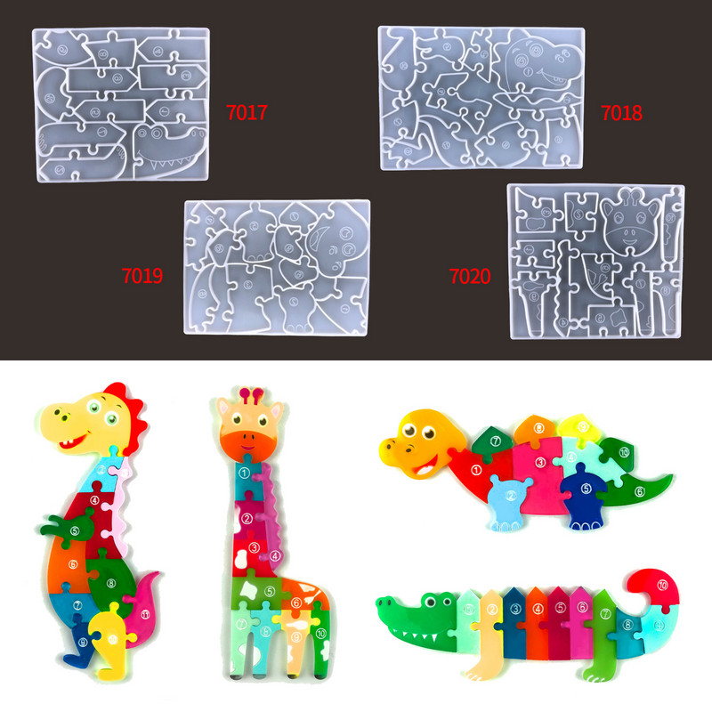DIY dinoszaurusz zsiráf kirakós játék Krokodil ragasztóforma dinoszaurusz gyerekeknek szilikon epoxigyanta forma
