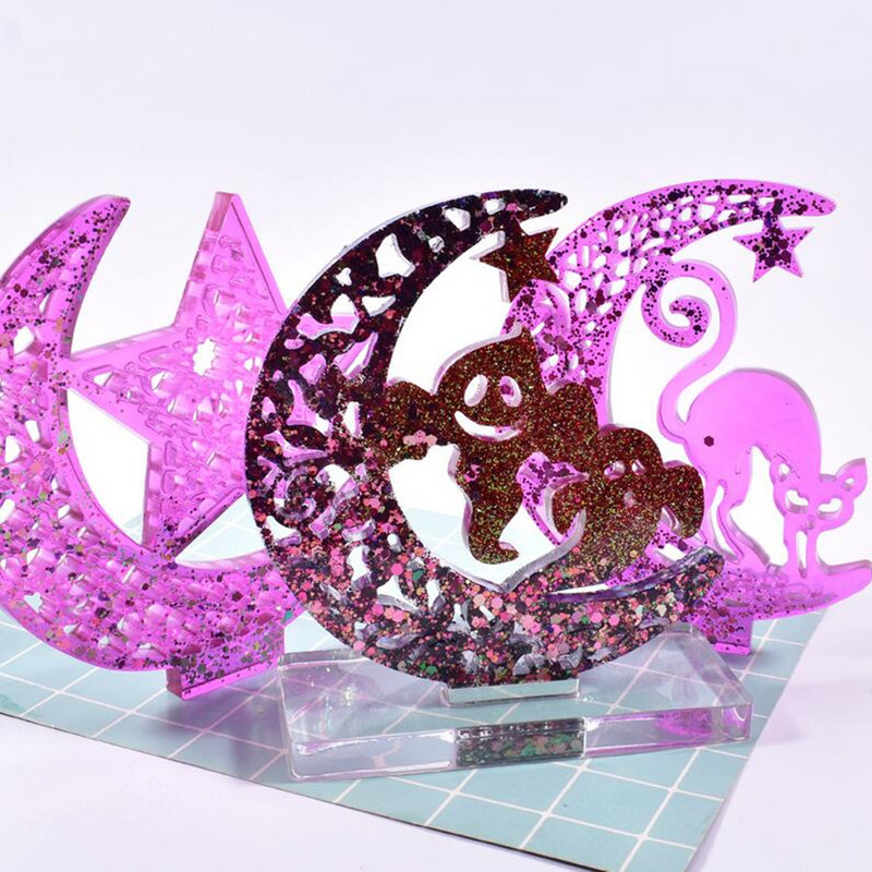 1db Moon Cat Deer epoxigyanta formák Unicorn Angel UV gyanta formák szilikon barkács ékszerekhez, leletek Szilikon forma