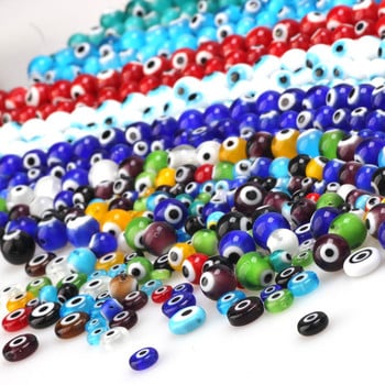 6 mm/8 mm/10 mm многоцветни кръгли плоски форми Evil Eye Lampwork глазирани стъклени мъниста за гривна Колие Направи си сам изработка на бижута